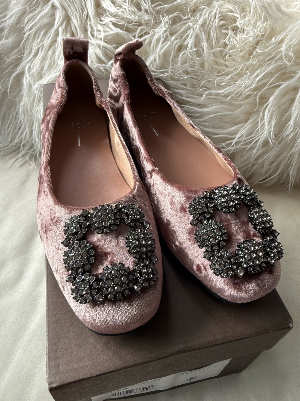 NIB, Ret. $94.99, Paolo Minax Mulberry Velvet Embellished Ballet Flats | Size 6